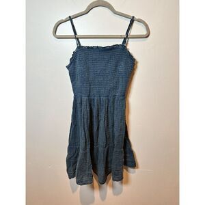 Anthropologie‎ Dress Womens Small Blue Sleeveless Smocked Mini Sundress Stretch